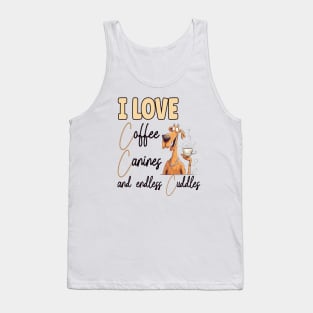 I Love Coffee Canines and Cuddles Great Dane Owner Funny Tank Top